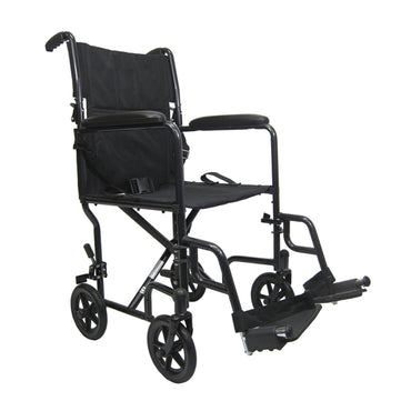 Karman LT-2017 17 inch Seat 19 lbs. Lightweight Transport Chair with Removable Footrest in Black